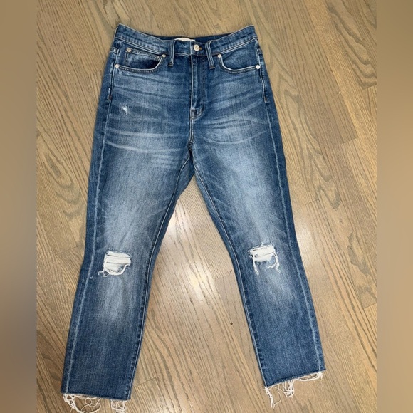 Madewell The High-Rise Slim Crop Boyjean: Knee-Rip Edition Women’s size 27 - Picture 1 of 6